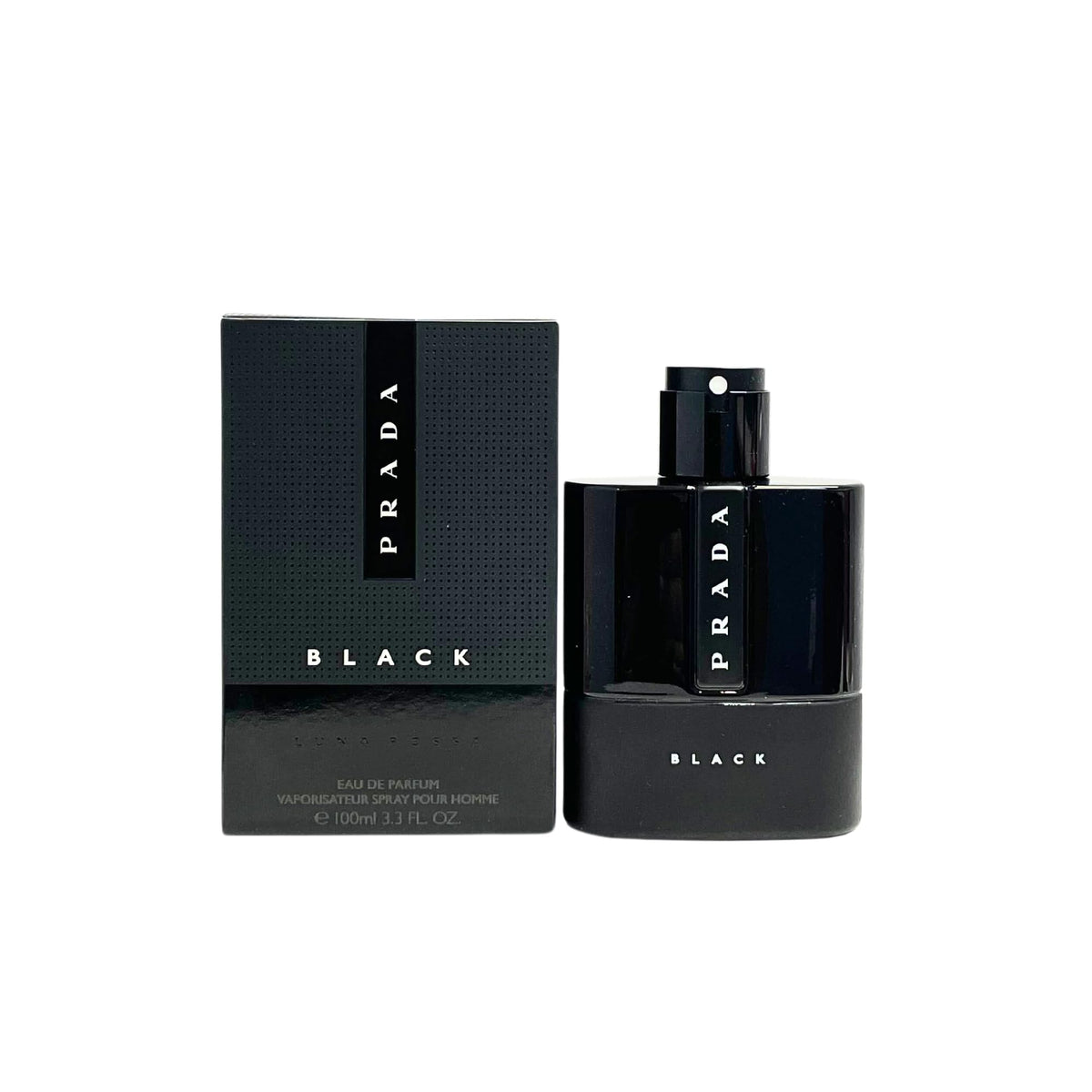 Prada Luna Rossa Black bottle showcases a masculine oriental woody scent for evening wear.