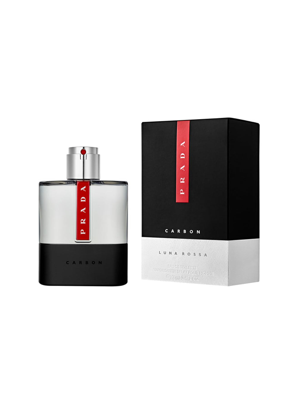 Prada Luna Rossa Carbon bottle in use suggests day-to-night versatility.