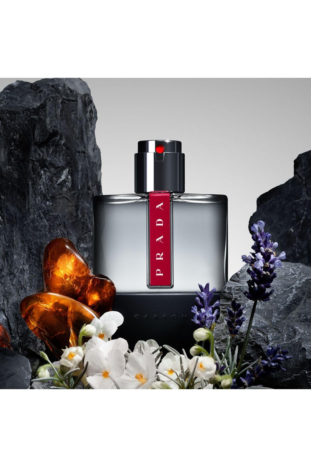 Prada Luna Rossa Carbon EDT bottle angled for a modern fragrance presence.