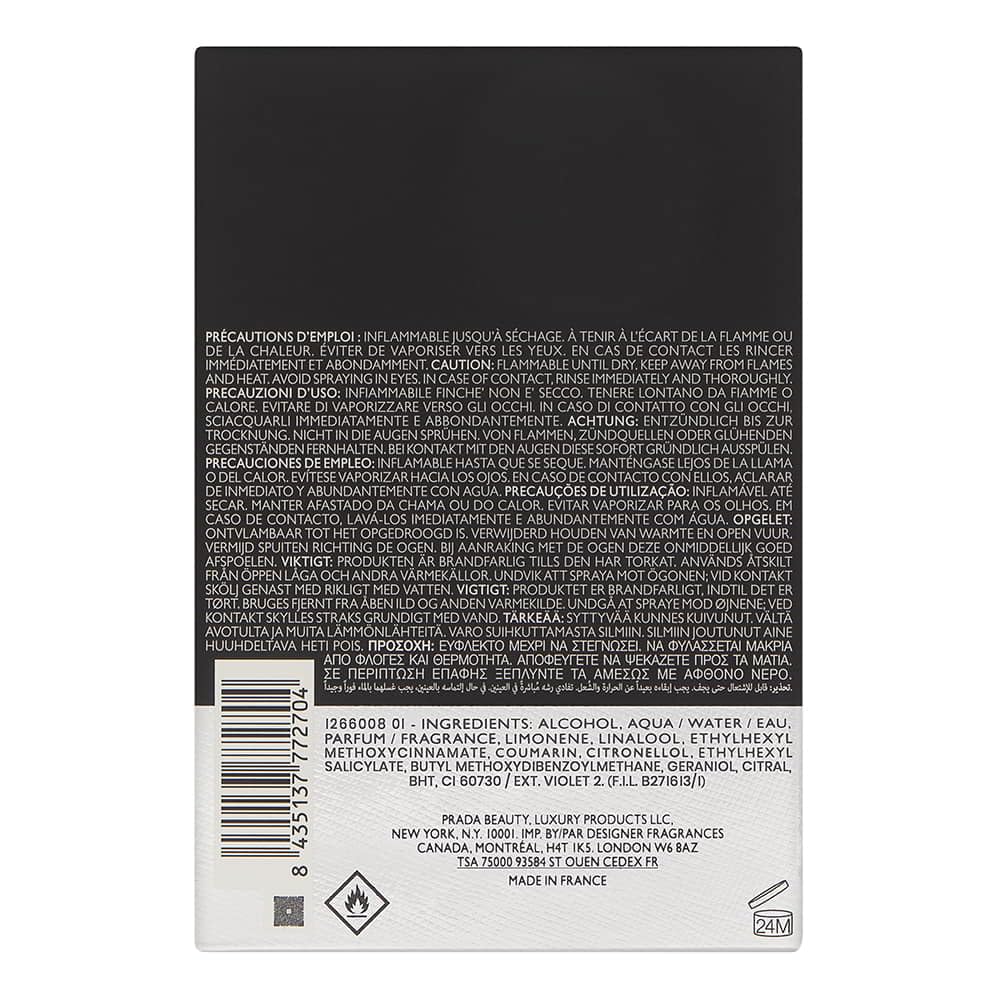 Prada Luna Rossa Carbon packaging and box, premium presentation for gifting.