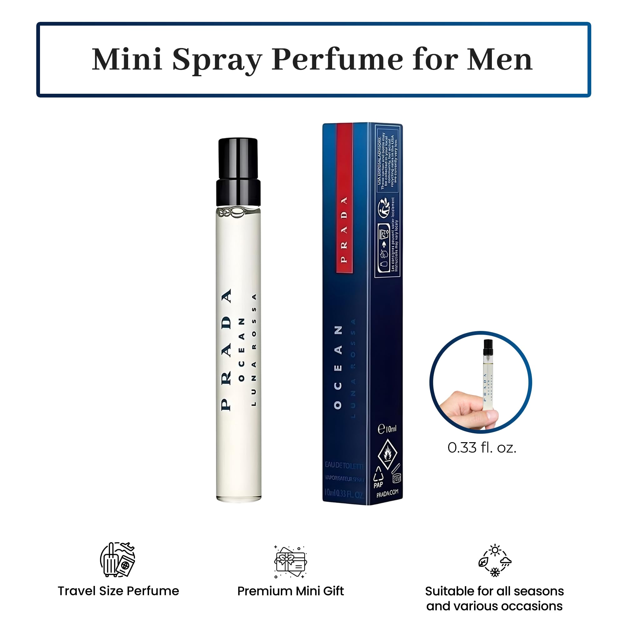 Prada Luna Rossa Ocean EDT liquid splash emphasizes cooling freshness suitable for daytime outings.
