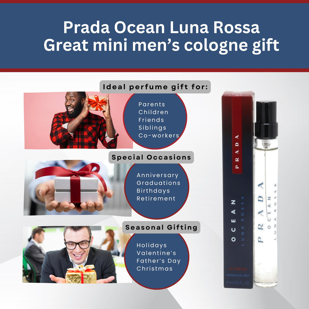 Prada Luna Rossa Ocean EDT travel-size bottle ideal for on-the-go fragrance moments.