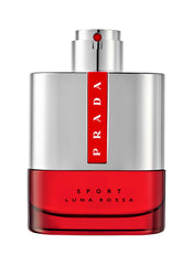 Prada Luna Rossa Sport bottle closeup highlights a bold, refreshing scent for on-the-go confidence.