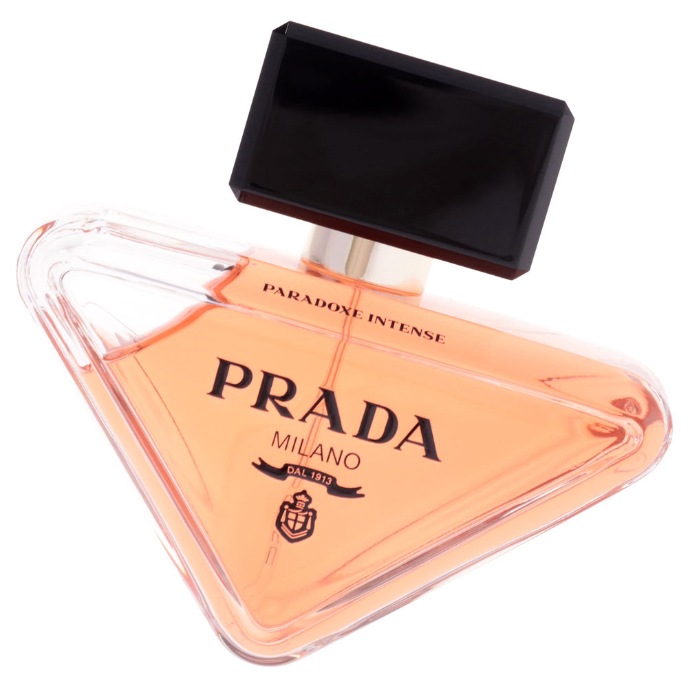 Prada Paradoxe Intense label closeup highlights jasmine notes.