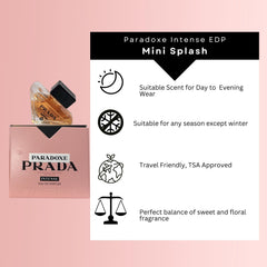 Prada Paradoxe Intense mini splash side view, travel-friendly fragrance sampling