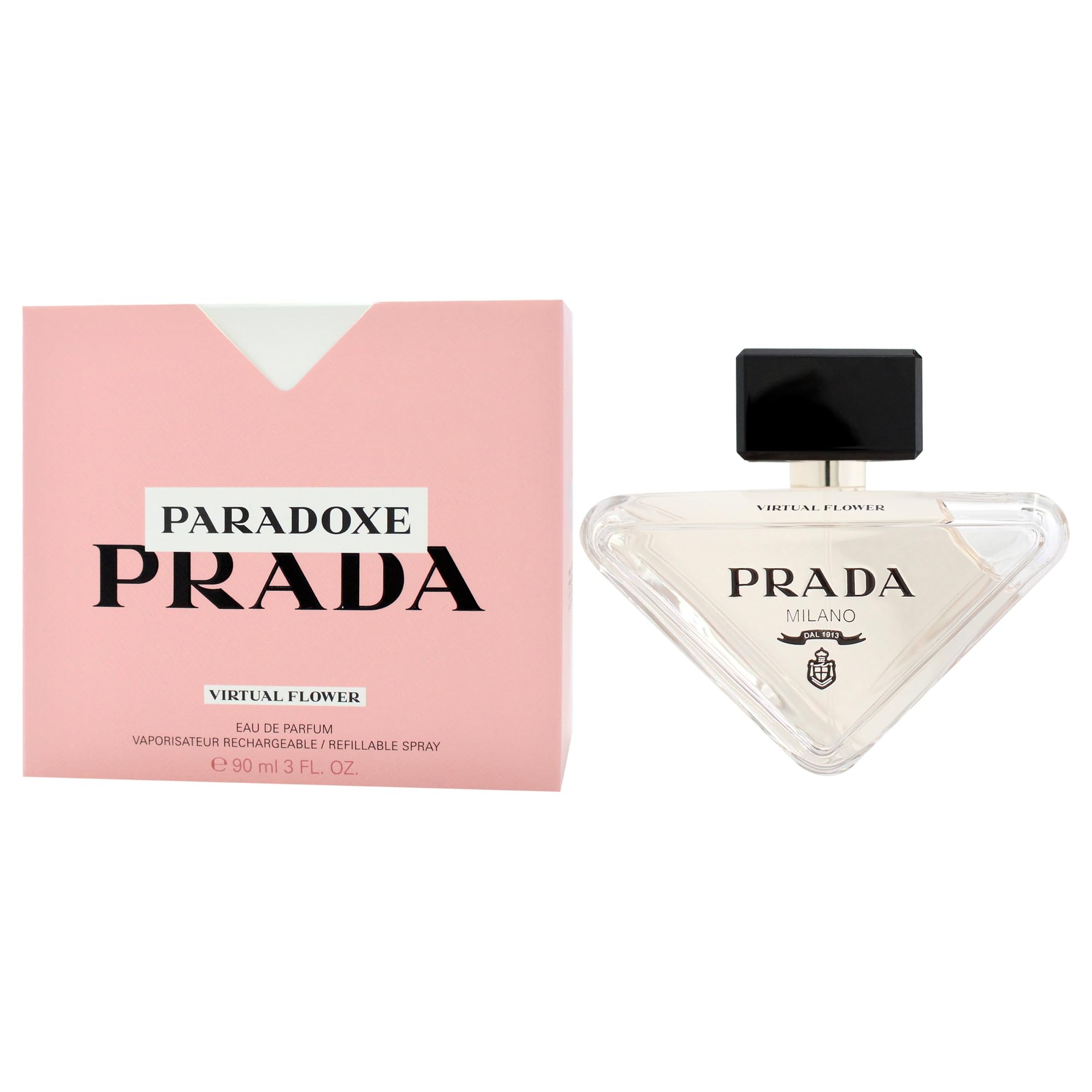 Prada Paradoxe Virtual Flower packaging reveals an elegant box for gifting or personal indulgence.
