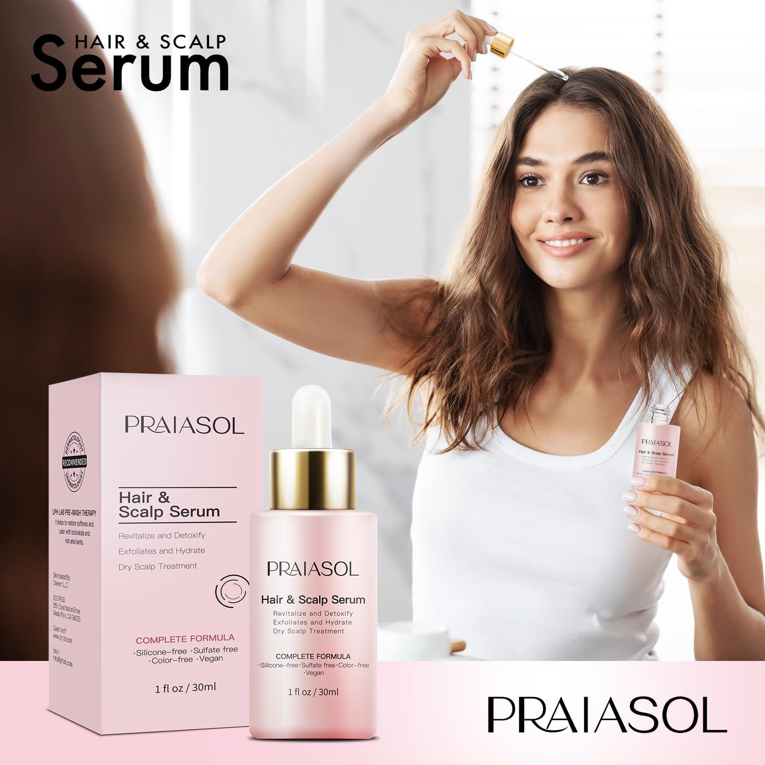 Praiasol Hair Growth Serum packaging shown as travel-friendly option