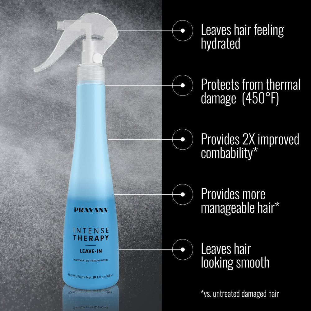 PRAVANA mist spraying onto hair for quick detangling benefit