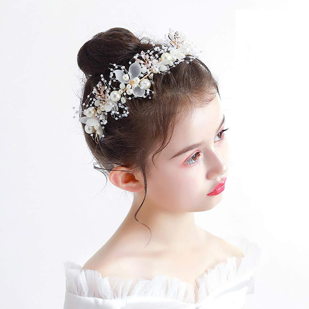 PRDGIRL headband with flowers and rhinestones for a princess wedding look
