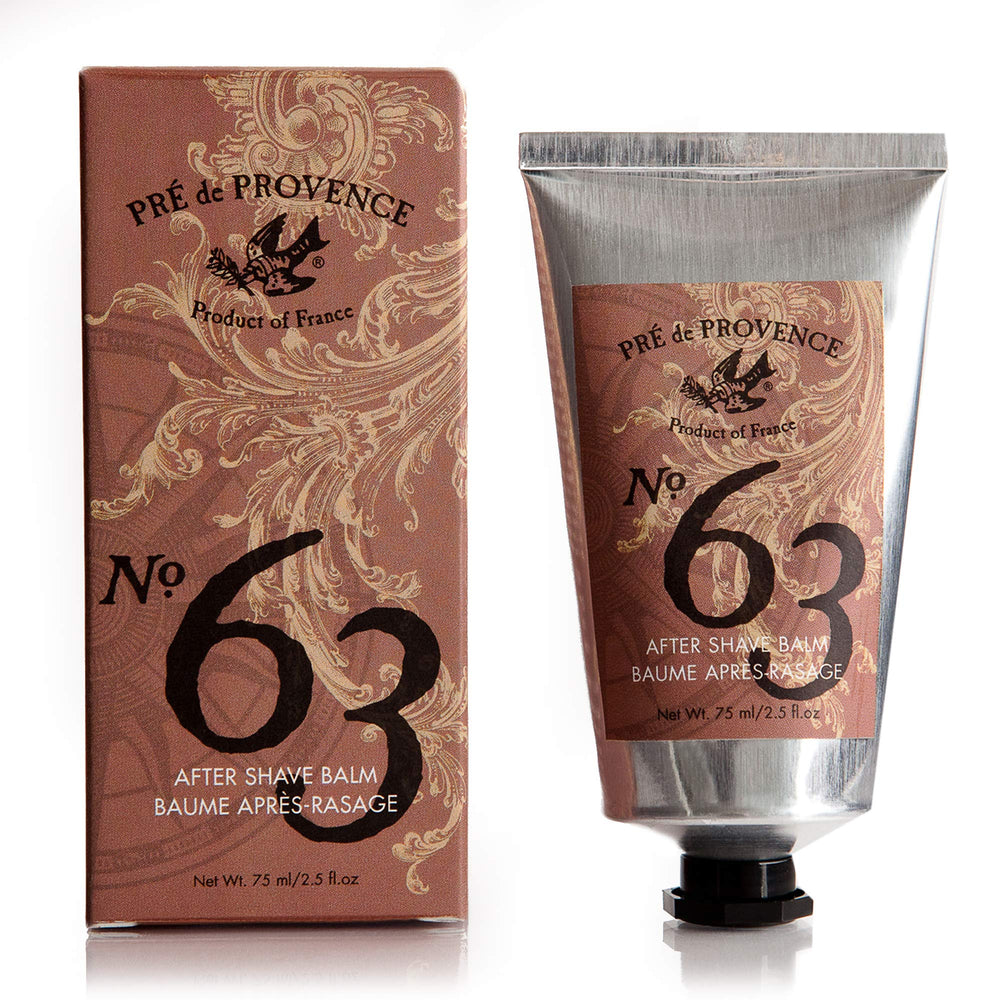 Pre de Provence No.63 after shave balm jar showing soothing hydration for everyday grooming