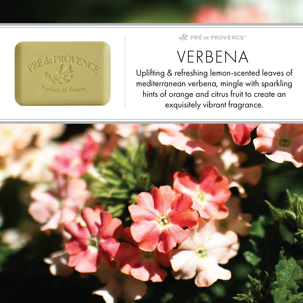 Pre de Provence Verbena soap packaging; gift-ready luxury experience.