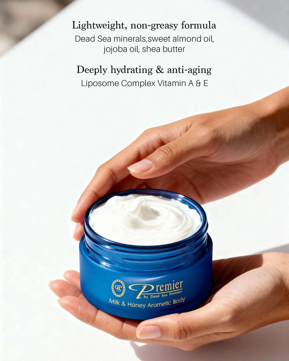 Premier Dead Sea aromatic body butter gift-ready packaging ready for gifting.
