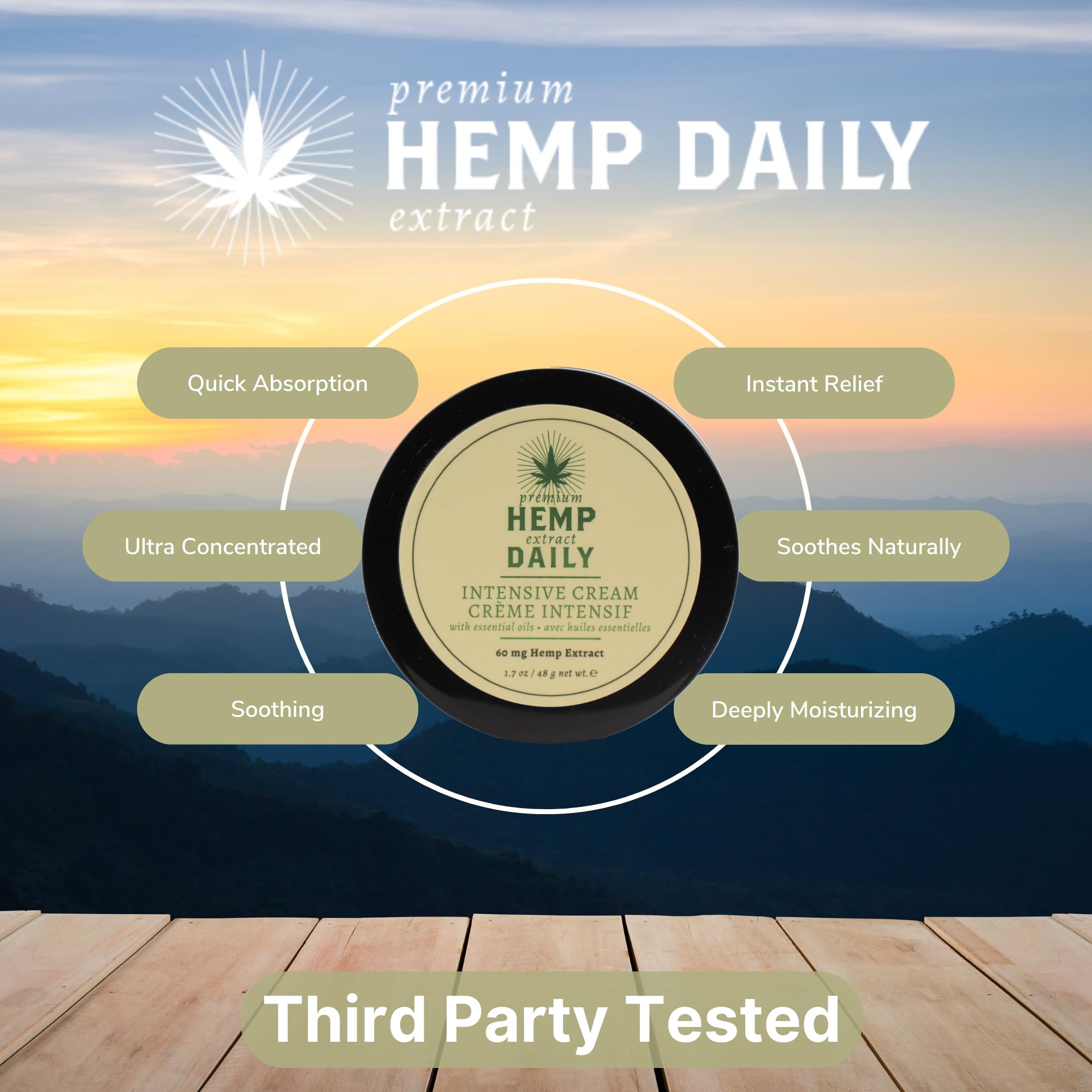 Premium Hemp Extract Daily Intensive Cream texture closeup reveals whipped, light feel for smooth skin.