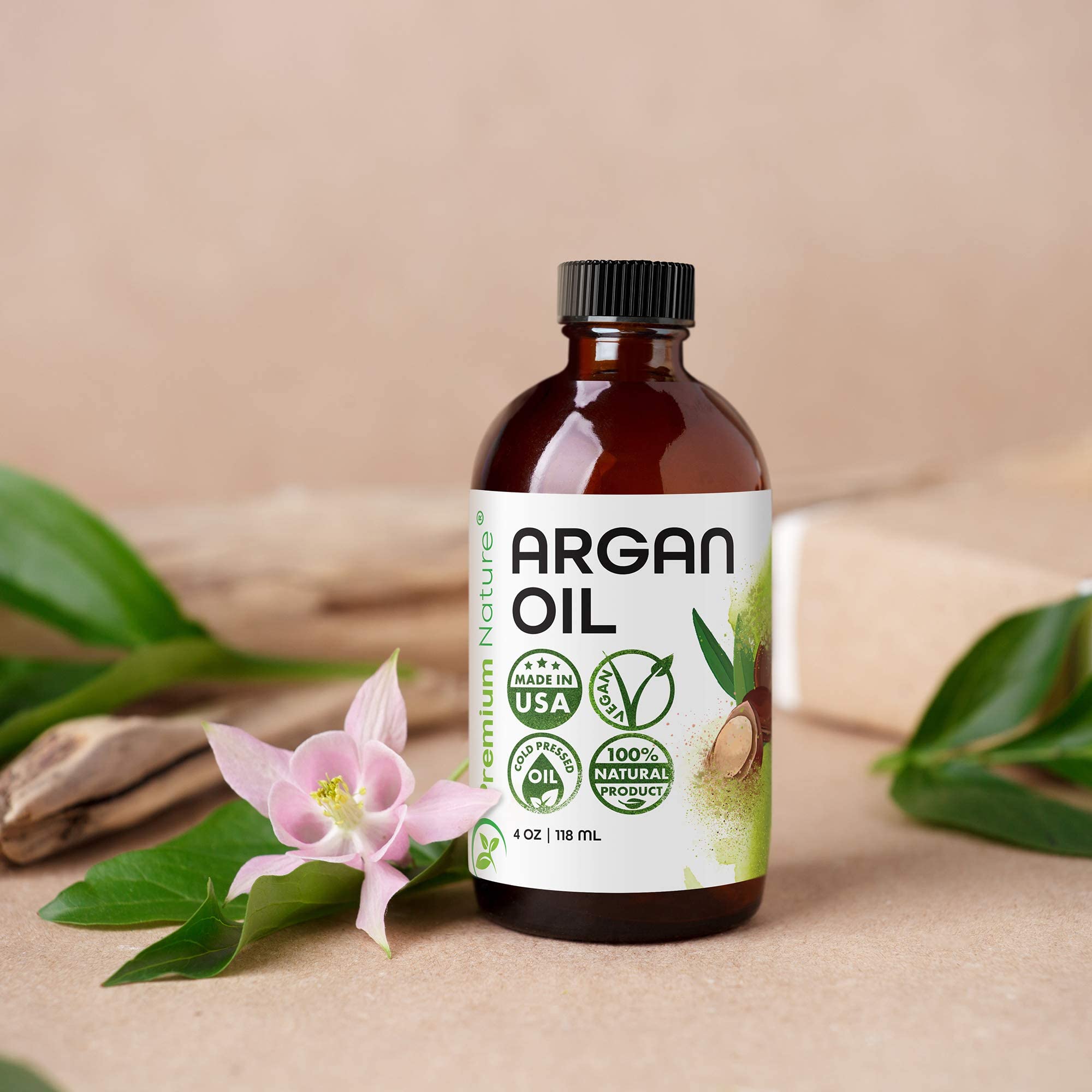 Premium Nature Argan Oil on hair ends for frizz control
