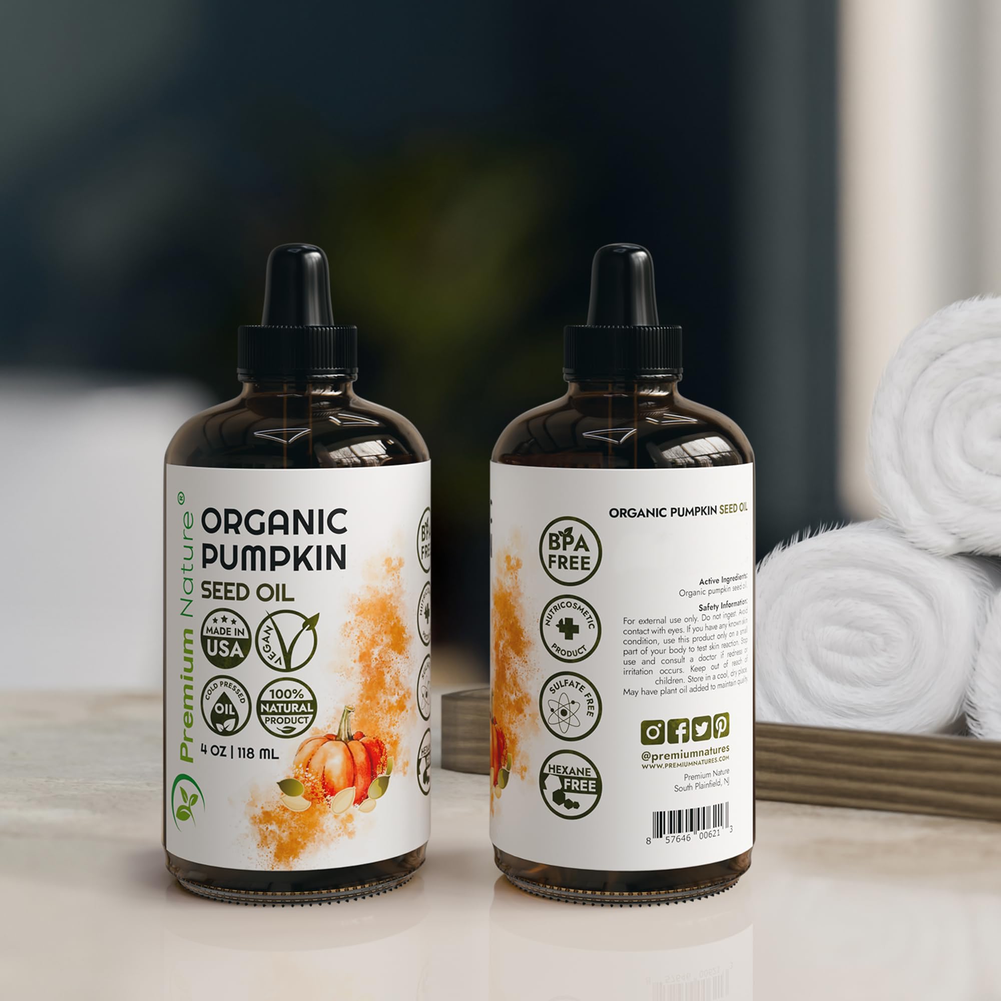 Premium Nature Pumpkin Seed Oil delivers shiny, healthy-looking hair with lightweight feel
