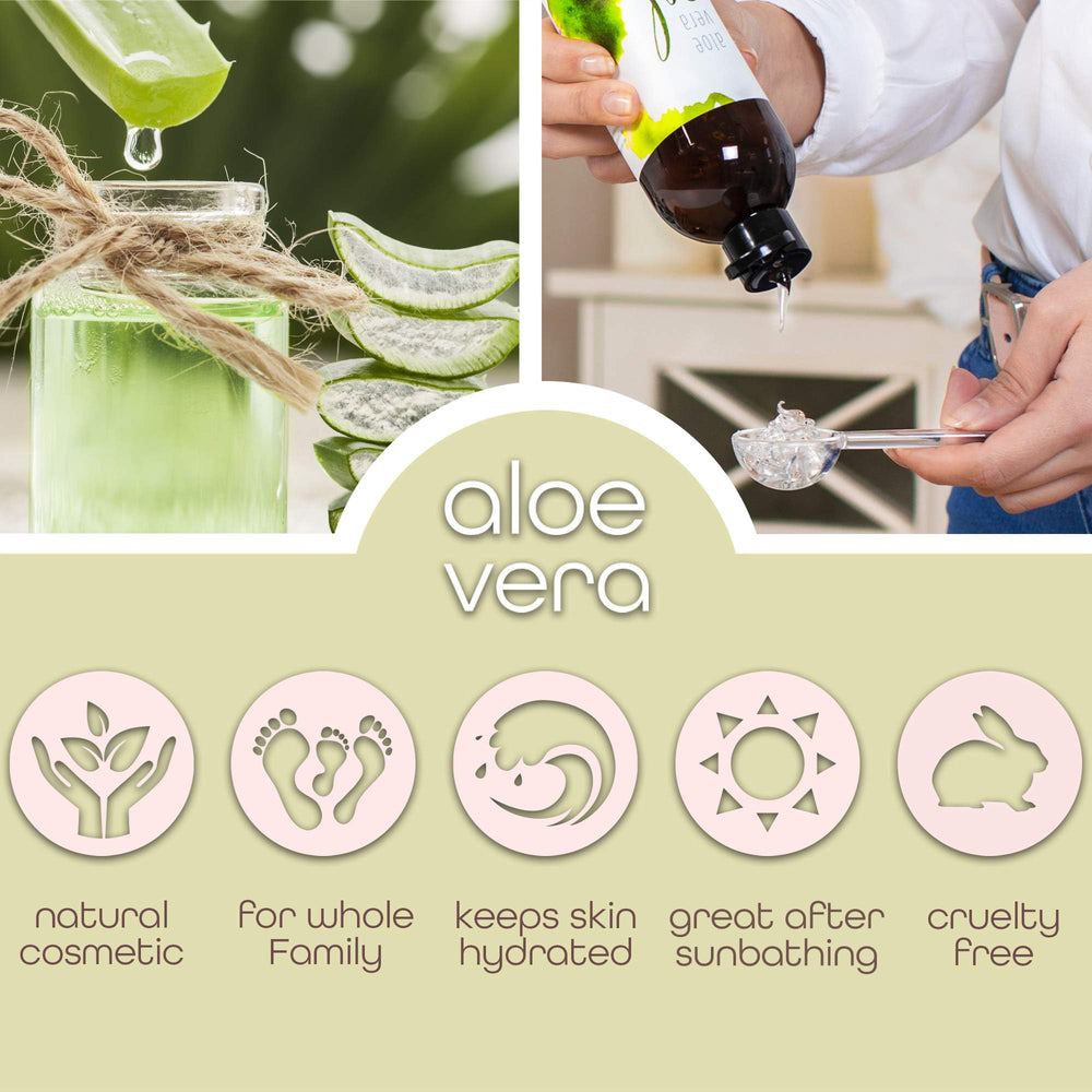 Premium Nature Pure Aloe Vera Gel fast absorption for non-greasy hydration.