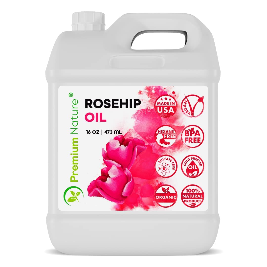 Premium Nature Rosehip Oil bottle close-up highlighting pure organic formula for face and body hydration