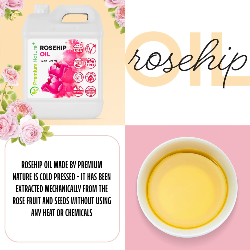 Premium Nature Rosehip Oil applied to hair for natural shine and softness