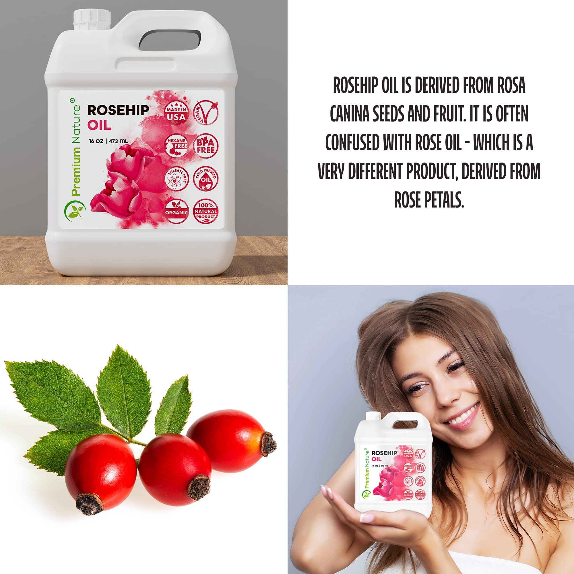 Premium Nature Rosehip Oil massaged into skin for facial hydration and glow