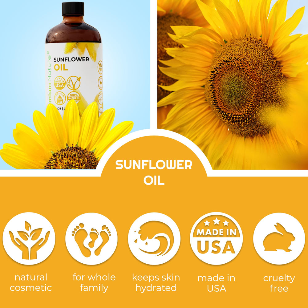 Premium Nature sunflower oil on skin for hydration and daily conditioning