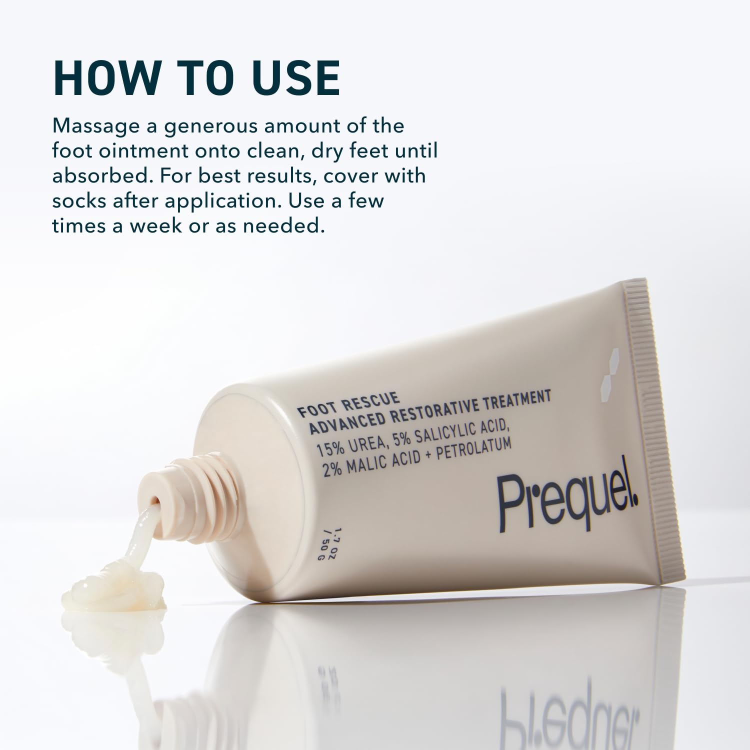 Prequel Skin Foot Rescue 1.7oz packaging ready for daily use.