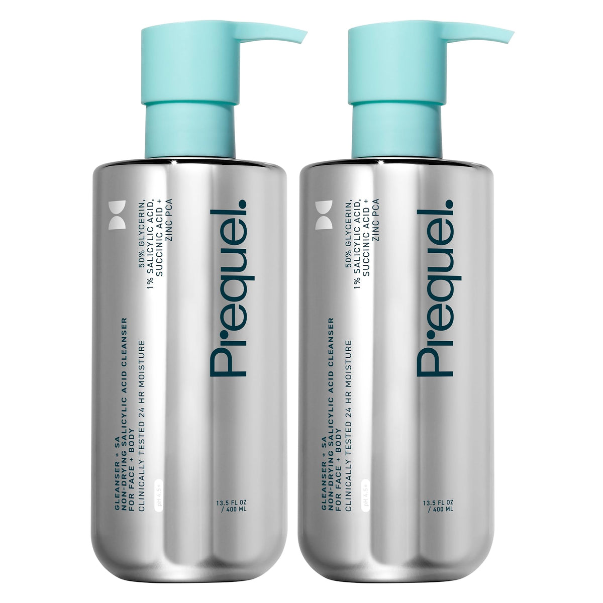 Prequel Skin Gleanser SA front pump bottle for daily hydrating cleansing