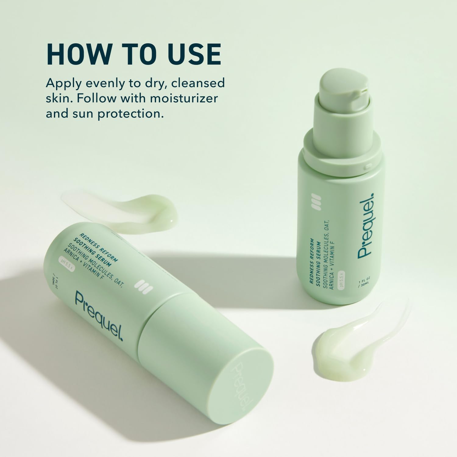 Prequel Skin Redness Reform apply-on-face swatch demonstrates gentle fragrance-free care for dry skin
