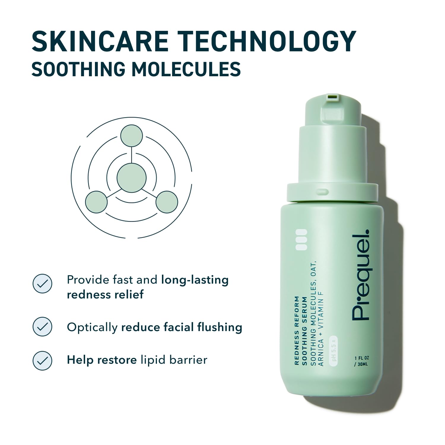 Prequel Skin Redness Reform packaging box emphasizes fragrance-free, pH-stable formula