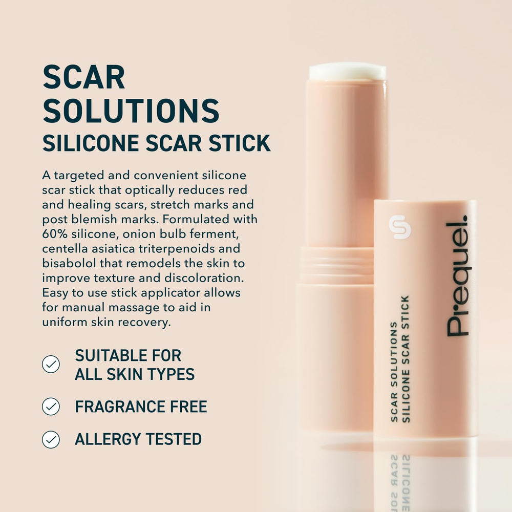 Prequel Skin Scar Solutions vitamin E nourishes skin and promotes even tone.