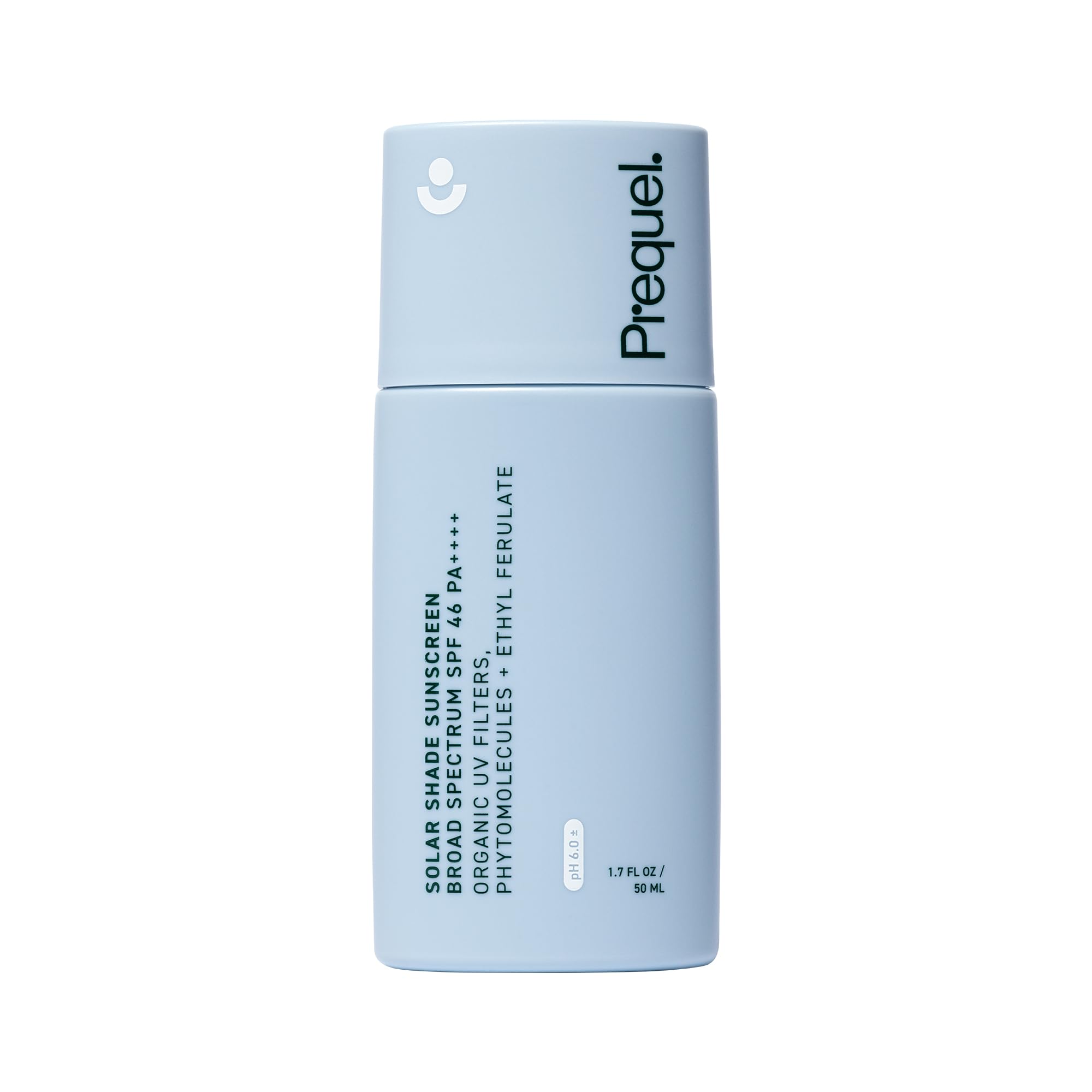 Prequel Skin Solar Shade bottle close-up shows moisturizing SPF 46 protection.