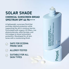 Prequel Skin Solar Shade on the face demonstrates lightweight, non-greasy texture.