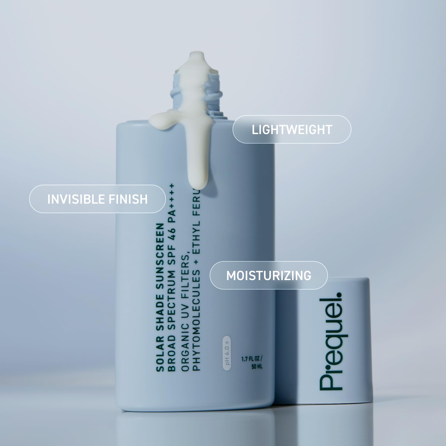 Prequel Skin Solar Shade SPF testing graphic highlights broad spectrum coverage.