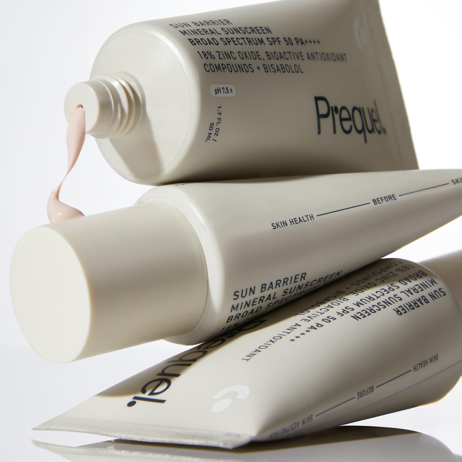 Prequel Skin Sun Barrier fragrance-free label communicates skin-friendly formula