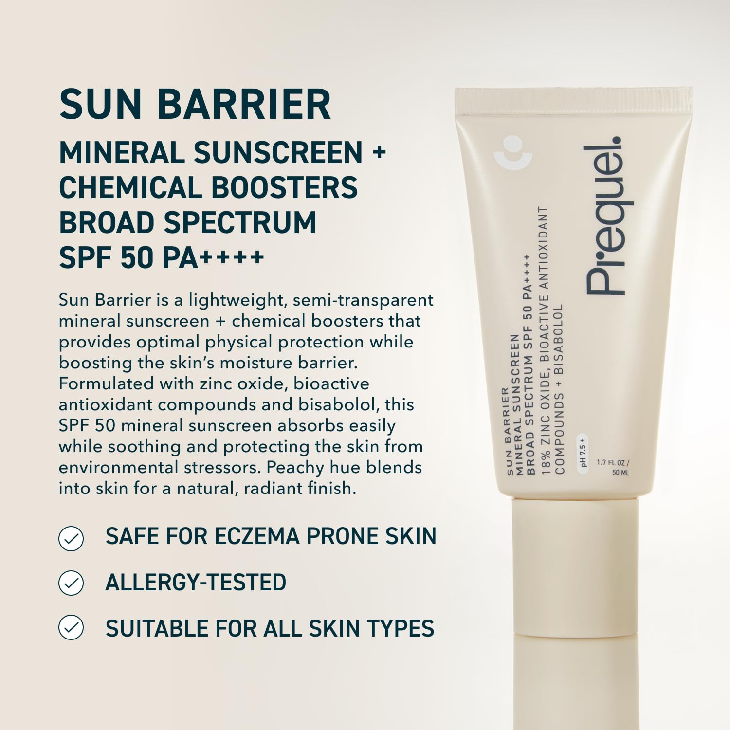 Prequel Skin Sun Barrier semi-transparent texture close-up showing lightweight coverage