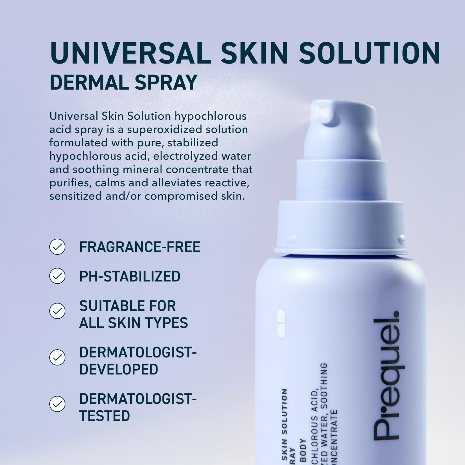 Prequel Skin Universal fine-mist application offers quick, refreshing cleansing after workouts.