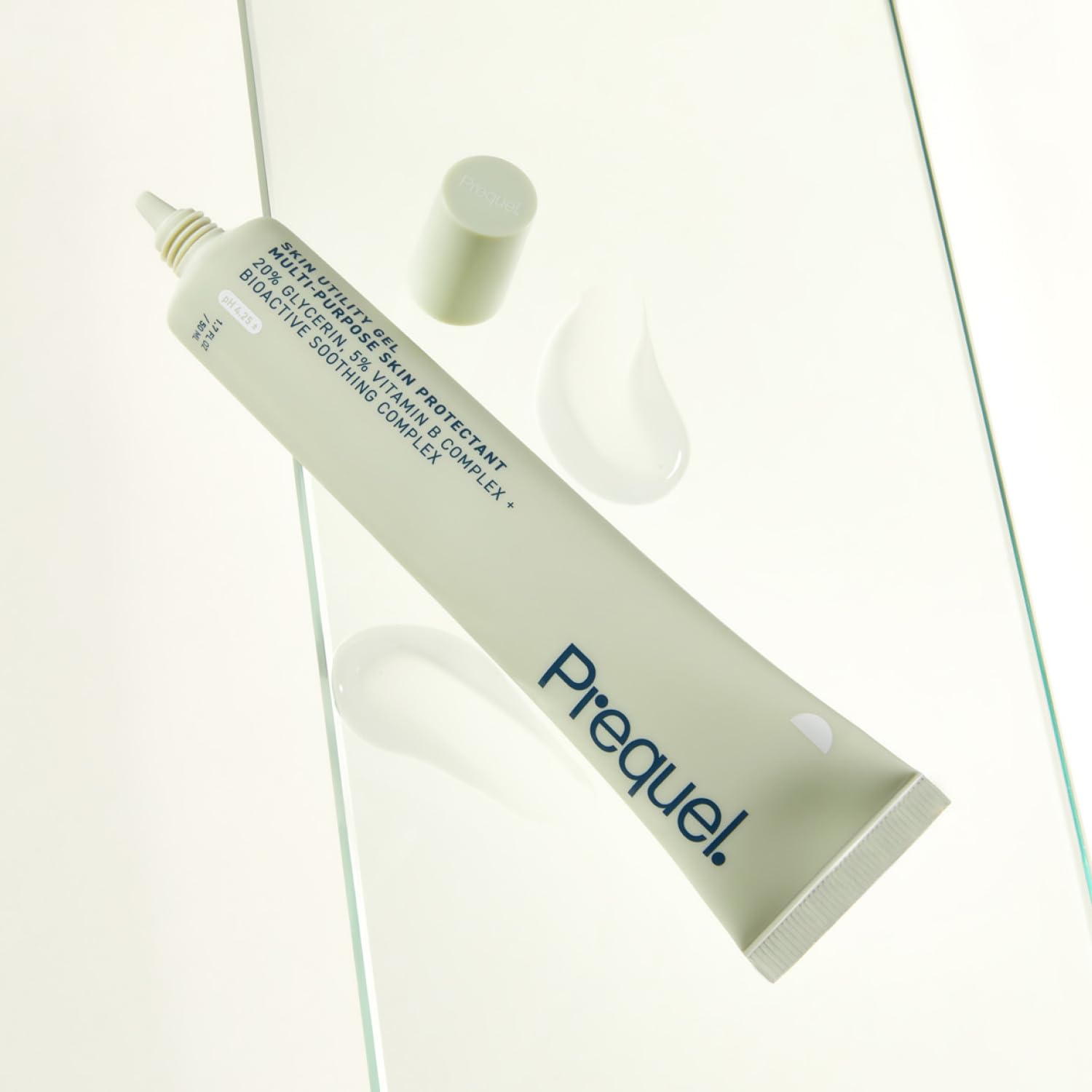 Prequel Skin Utility Gel dermatologist-developed packaging badge.