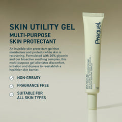 Close-up of Prequel Skin Utility Gel texture showing a lightweight, non-greasy finish.