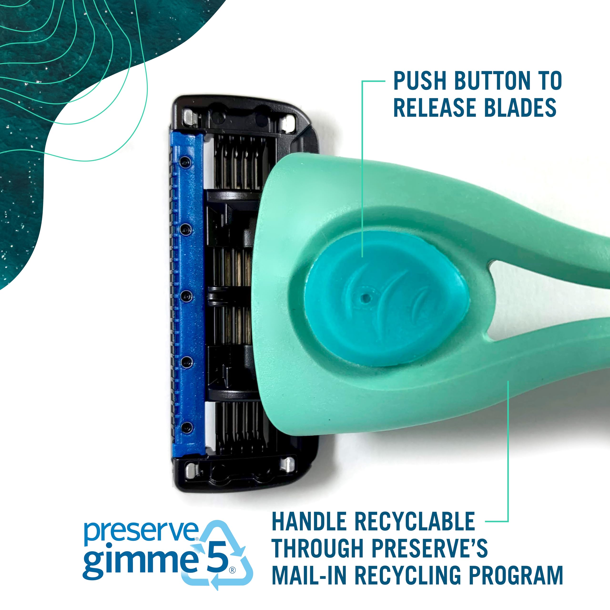 Preserve POPi ocean-plastic handle closeup highlighting recycled material