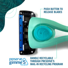 Preserve POPi ocean-plastic handle closeup highlighting recycled material