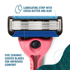 Preserve POPi 5-blade cartridge coral pink with ceramic-coated blades for smooth shave