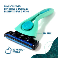Five-blade POPi Shave setup demonstrating precision on contours.
