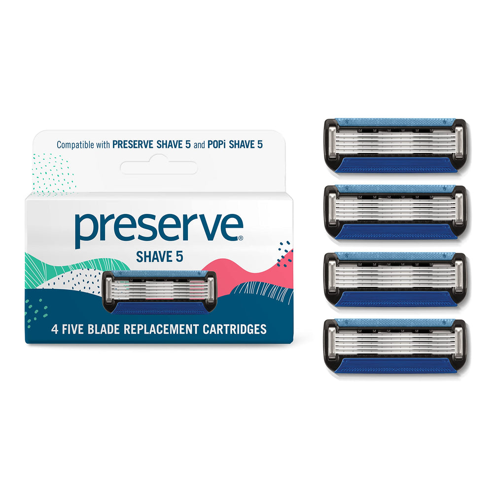 Preserve Shave 5 pack overview with eco-friendly packaging for sustainable grooming.