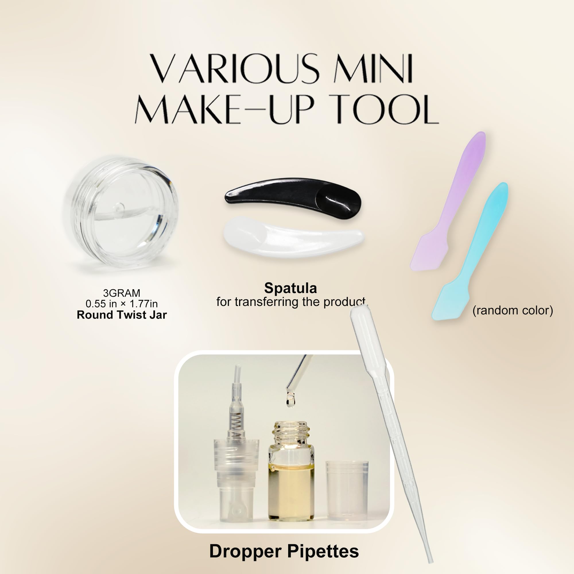 PrettyCare TSA-approved mini bottles array designed for compliant carry-on cosmetics.