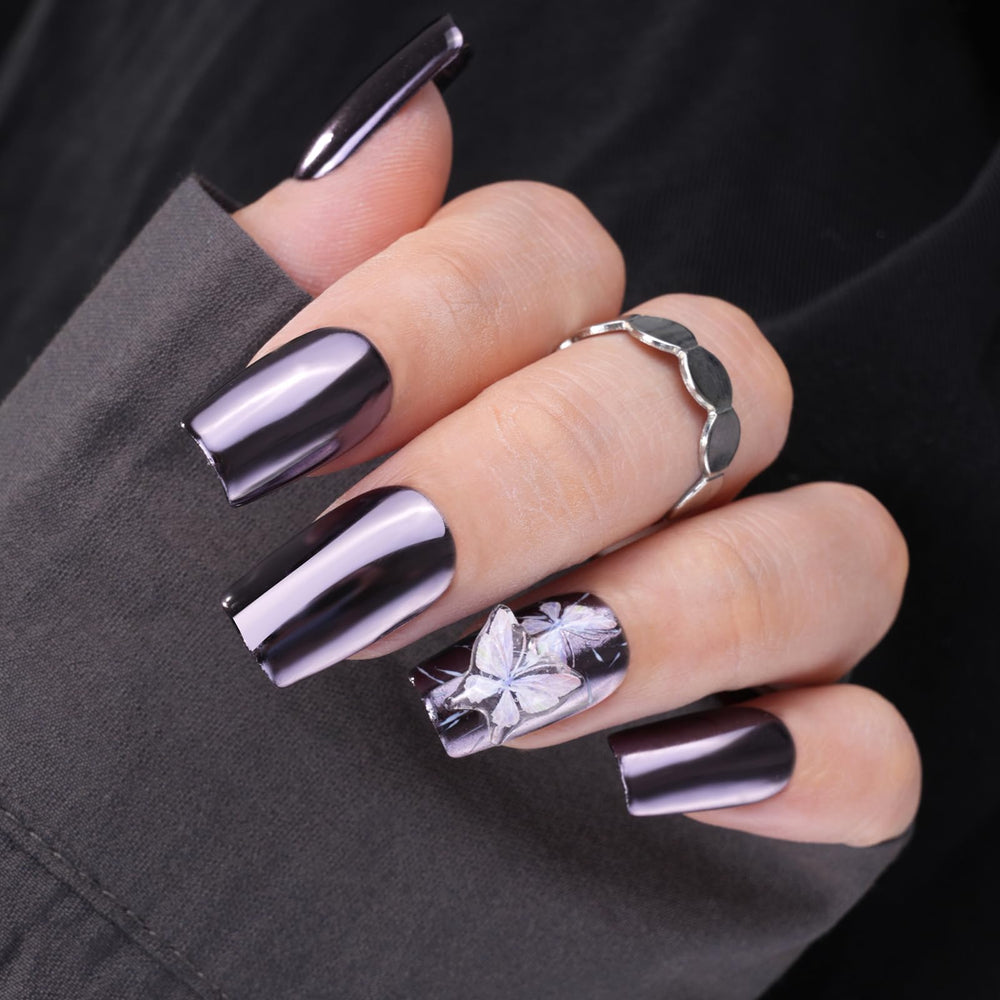 Pretty Diva chrome nail powder applicator set with dual-ended tools for precise use.