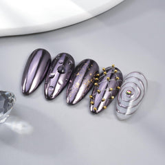 Pretty Diva chrome nail powder swatch shows a shiny mirror finish on nails.