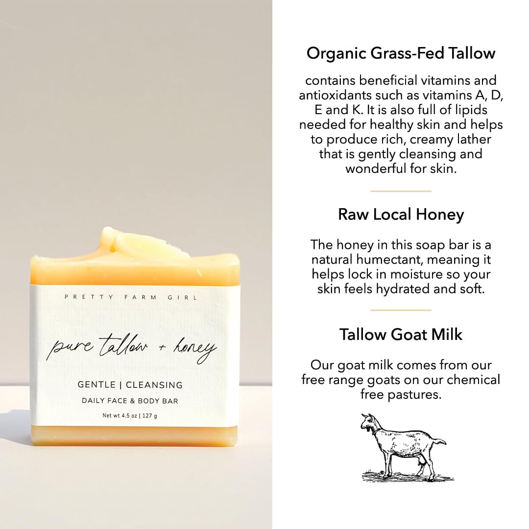 Pretty Farm Girl Pure Tallow + Honey Soap Bar recyclable packaging.