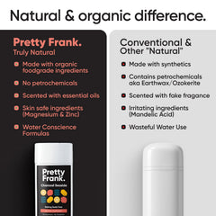 Pretty Frank charcoal seaside deodorant stick close-up highlights creamy texture and charcoal infusion.