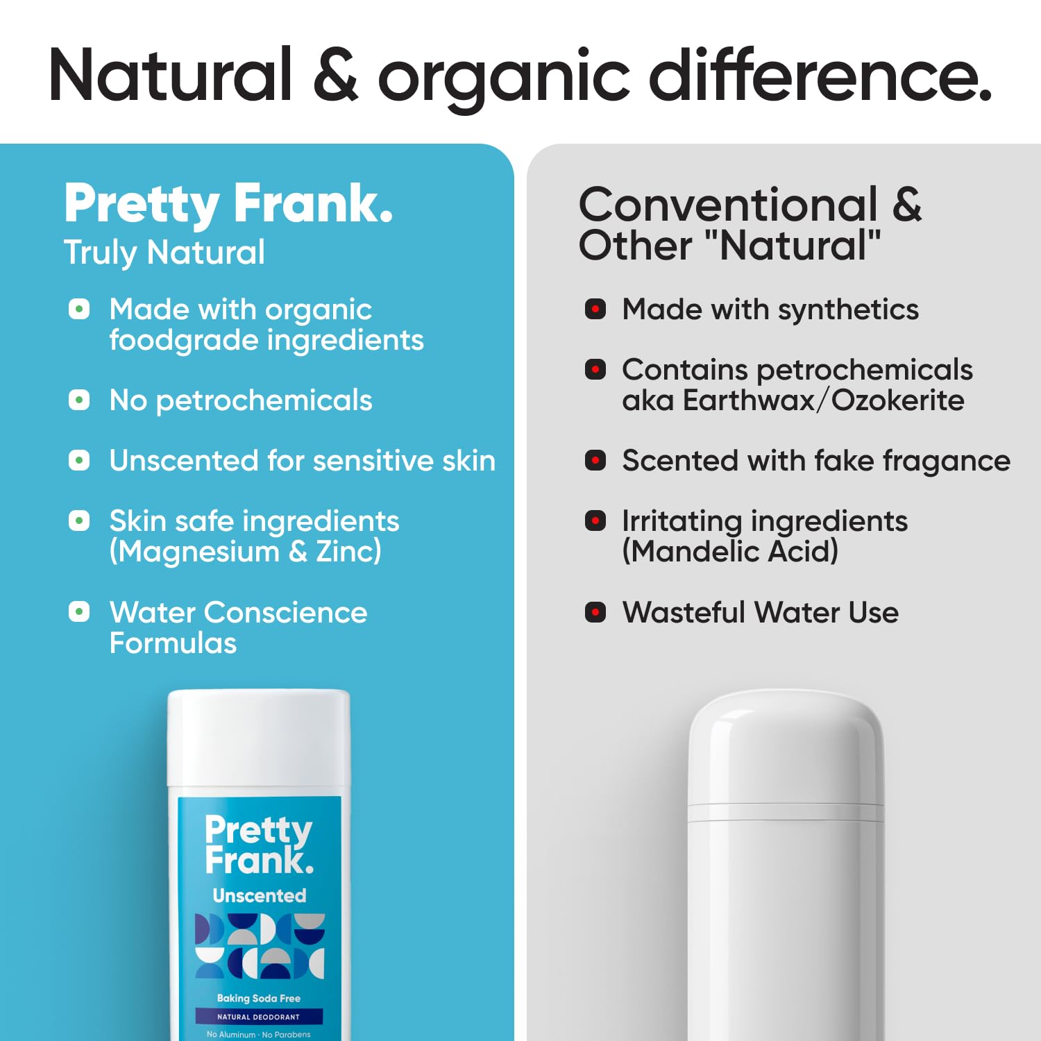 Pretty Frank deodorant stick applying with 1-2 swipes for quick freshness.