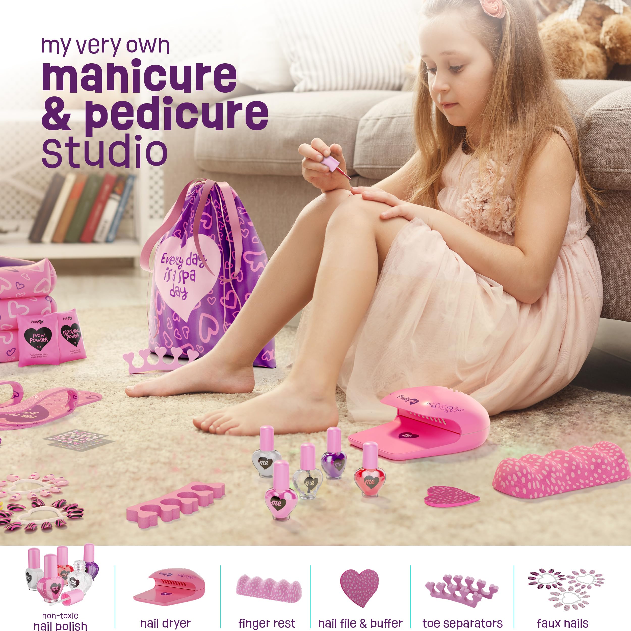 Pretty Me Spa Day Kit eye mask offers relaxing pampering during play.