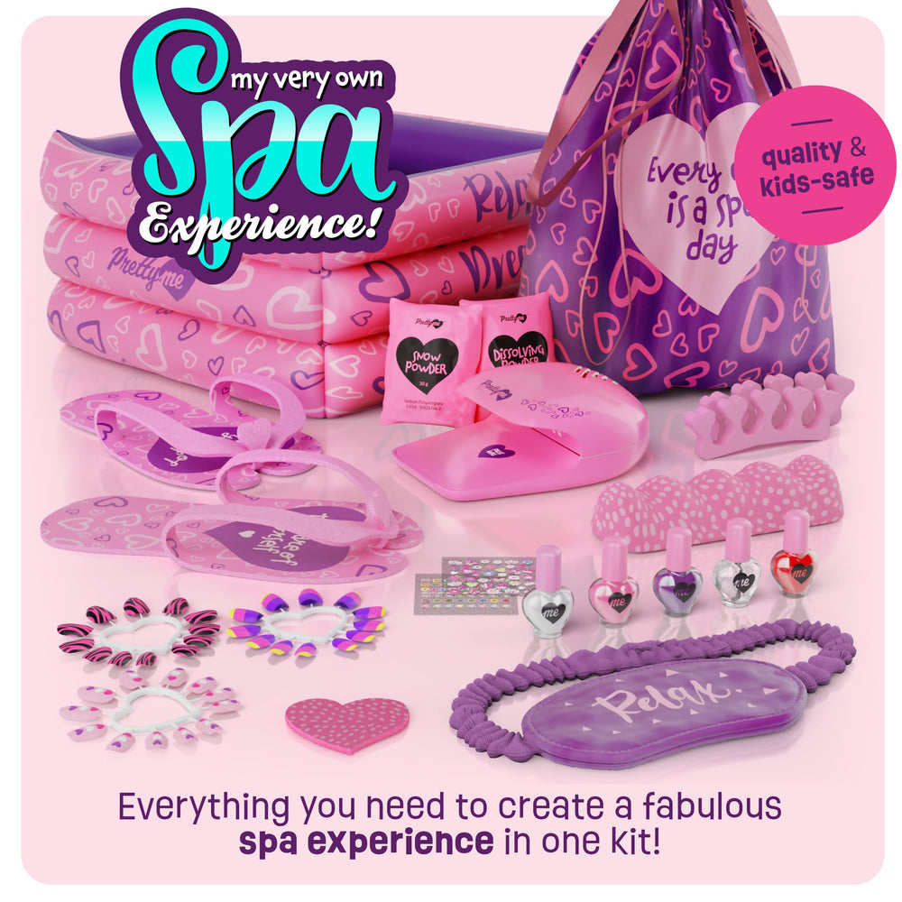 Pretty Me Spa Day Kit storage bag keeps all pieces neatly organized.
